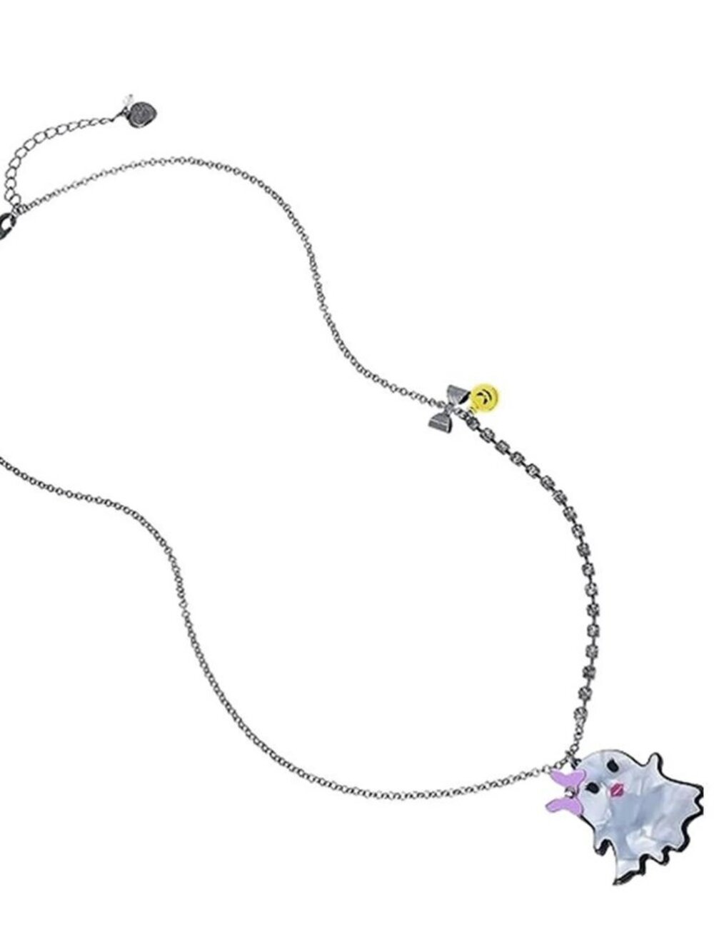 Betsey Johnson Women's Punk N Spice Ghost with Pink Bow Long Pendant